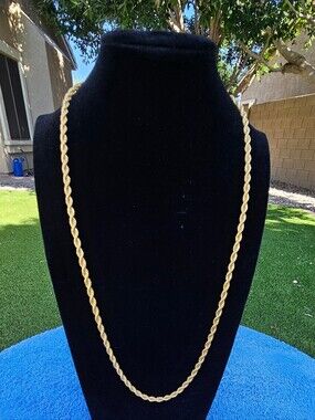 Premier Designs Gold Tone Rope Chain Necklace 24" Twisted Link Statement Piece